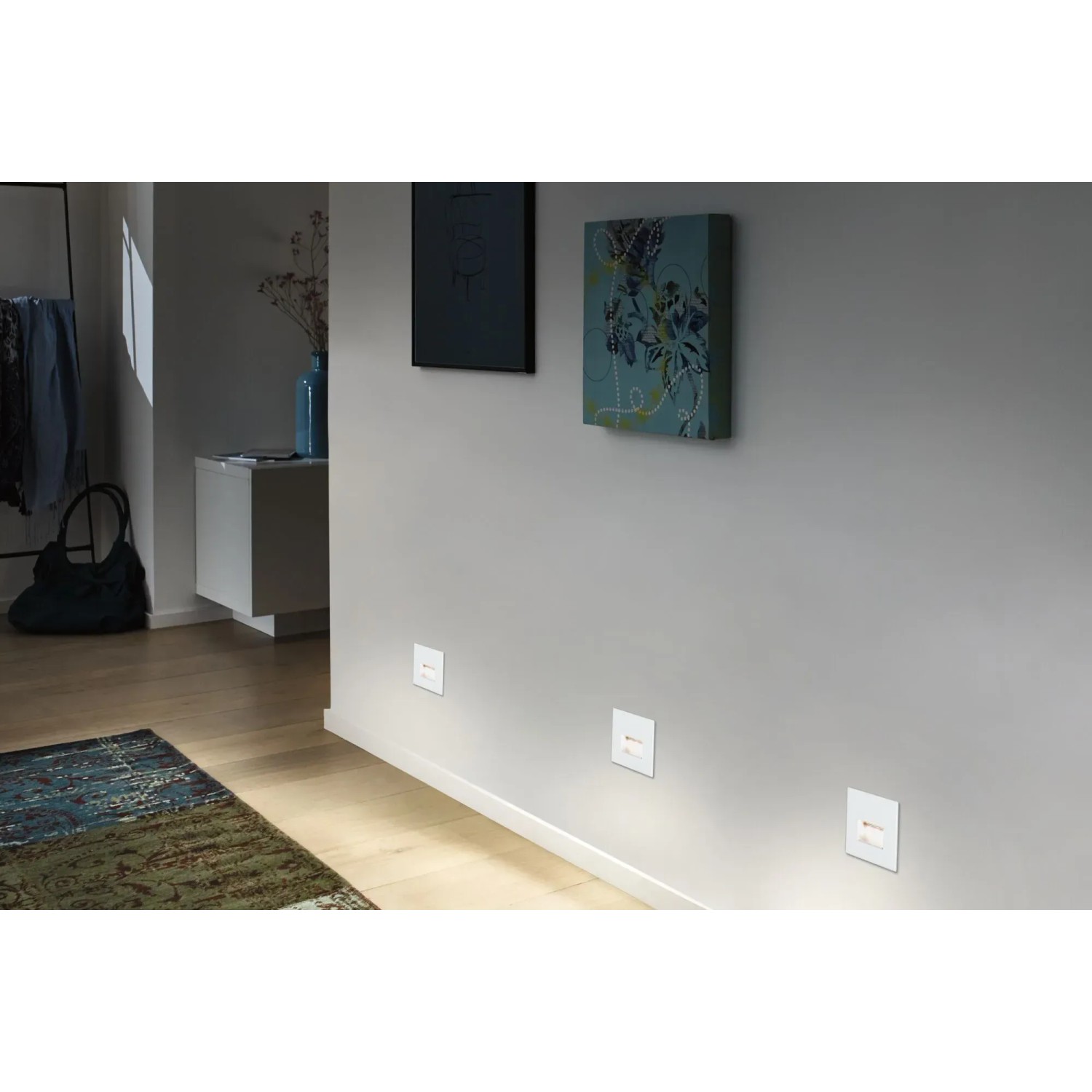 Paulmann LED-Wandeinbauleuchten Edge, 3er Set, weiß matt, für Flur und Treppe.