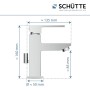 Schütte Waschtischarmatur Tokyo II Chrom, Seitenansicht mit Maßangaben.