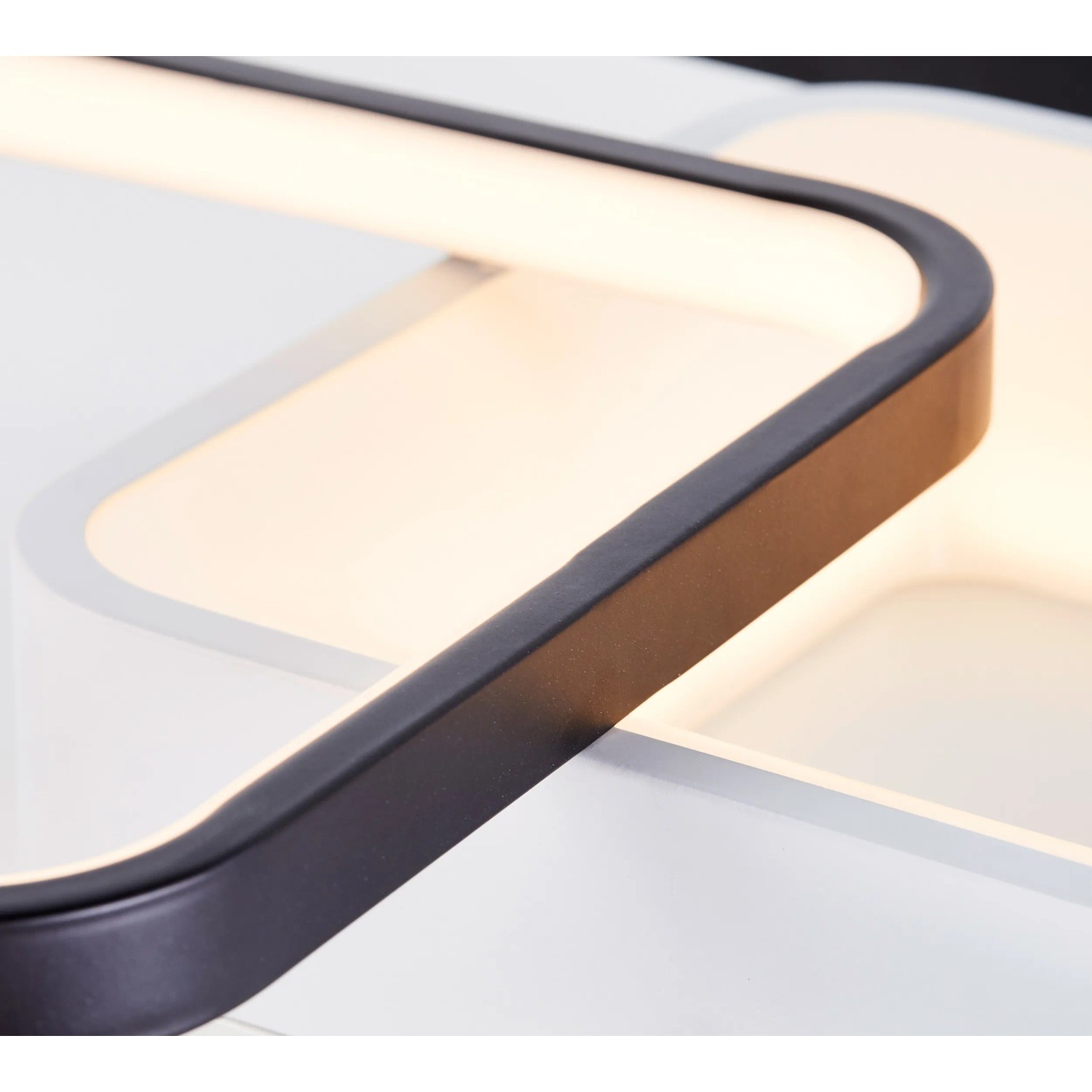 Moderne LED-Deckenleuchte Cava, 40x40 cm, in Weiß und Schwarz für Innenräume.