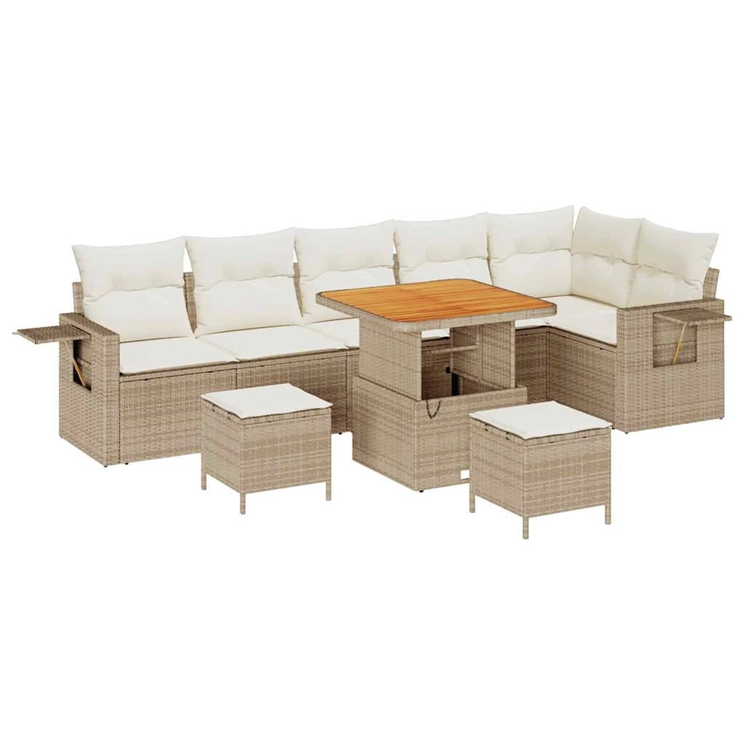 vidaXL 9-Teiliges Garten-Sofa-Set mit Kissen Beige Polyrattan Akazie 336176 günstig online kaufen