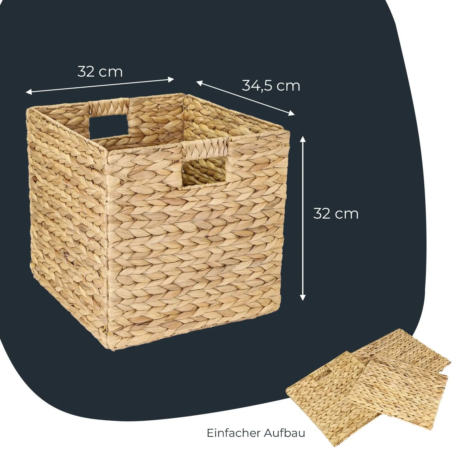 HMF 37240-S2 Aufbewahrungskorb Korb Geflochten Wasserhyazinthe Seegras Kallax 32 x 34 x 32 cm_2