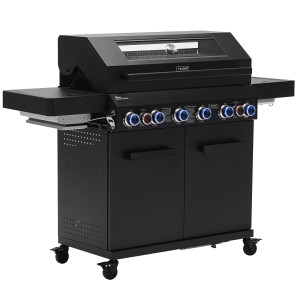 Taino Platinum Yamara Dark 6+2 Gasgrill aus Stahl mit 4 Brennern, Sear- und Backburner.
