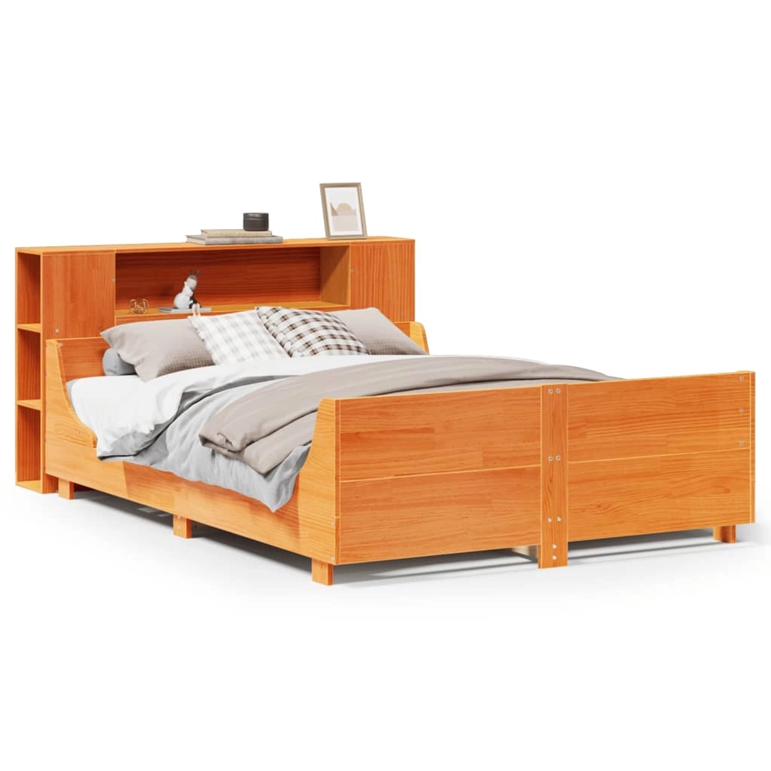 vidaXL Massivholzbett ohne Matratze Wachsbraun 140x190 cm Kiefernholz 33237 günstig online kaufen
