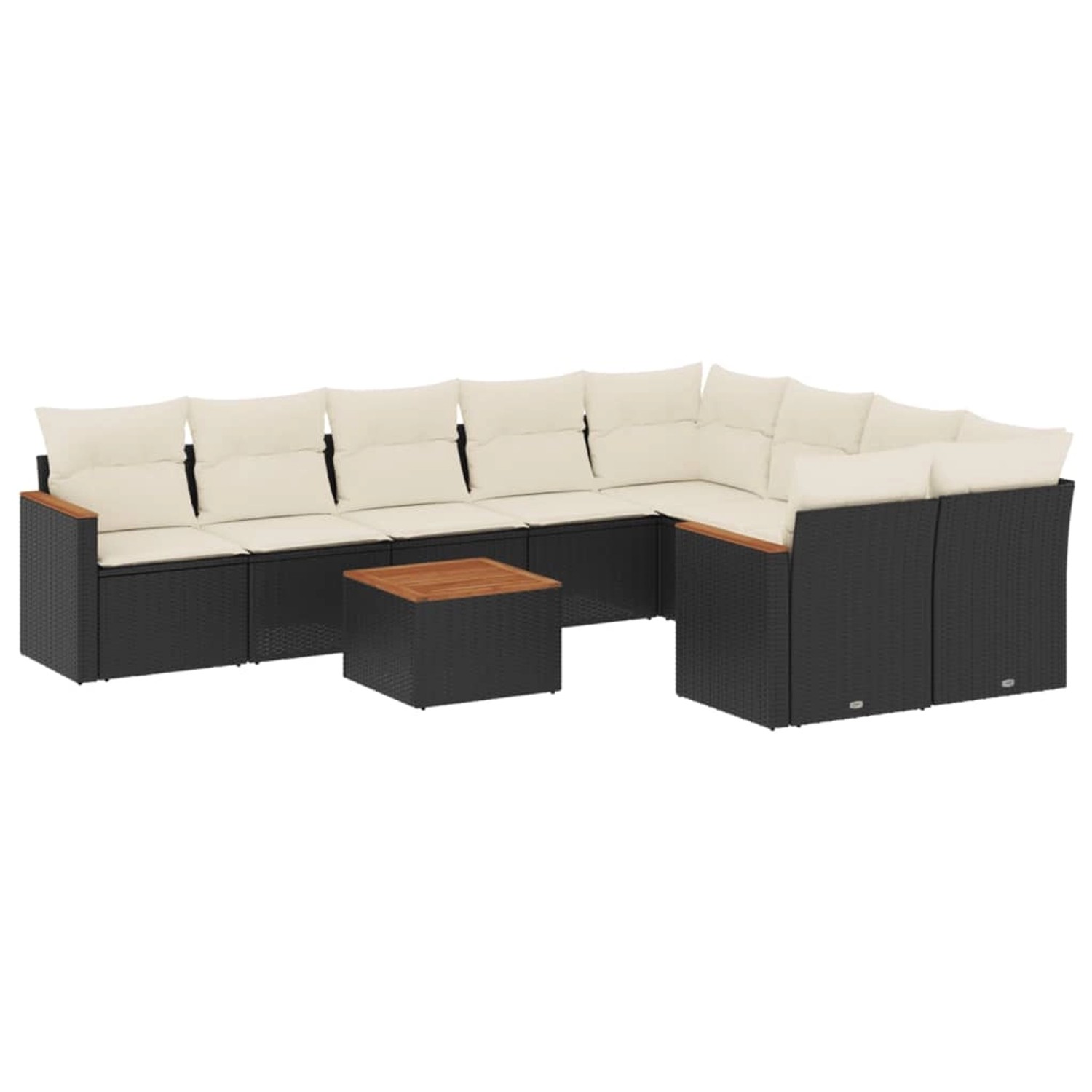 vidaXL 10-Tlg Garten-Sofagarnitur mit Kissen Schwarz Poly Rattan 3226308 günstig online kaufen