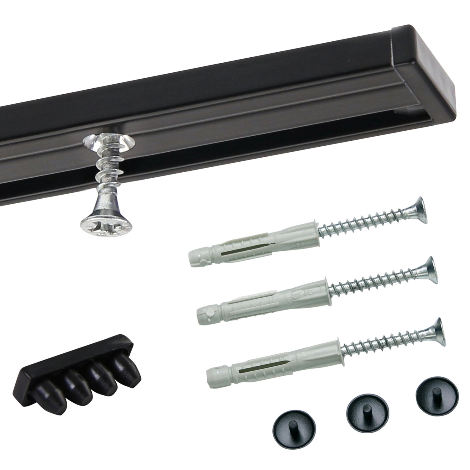 Deco-Raum Gardinenschiene nach Maß 1-Lauf Deckenmontage Minimal Schwarz 150 günstig online kaufen