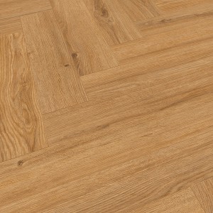 Classen Ville Laminat Prades Oak im Fischgrätmuster, geeignet für Fußbodenheizung.