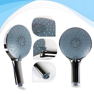 Bath4U Handbrause, 150mm, mit Schlauch und 7 Strahlarten. Brausekopf und Schlauch aus Chrom.
