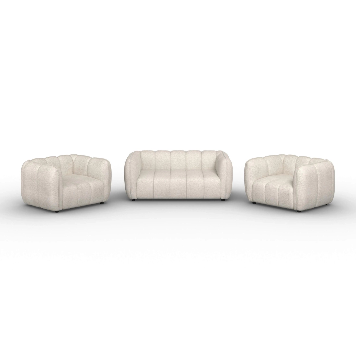 Bessagi Home Sitzgarnitur Sandra 3-teilig Chenille Creme