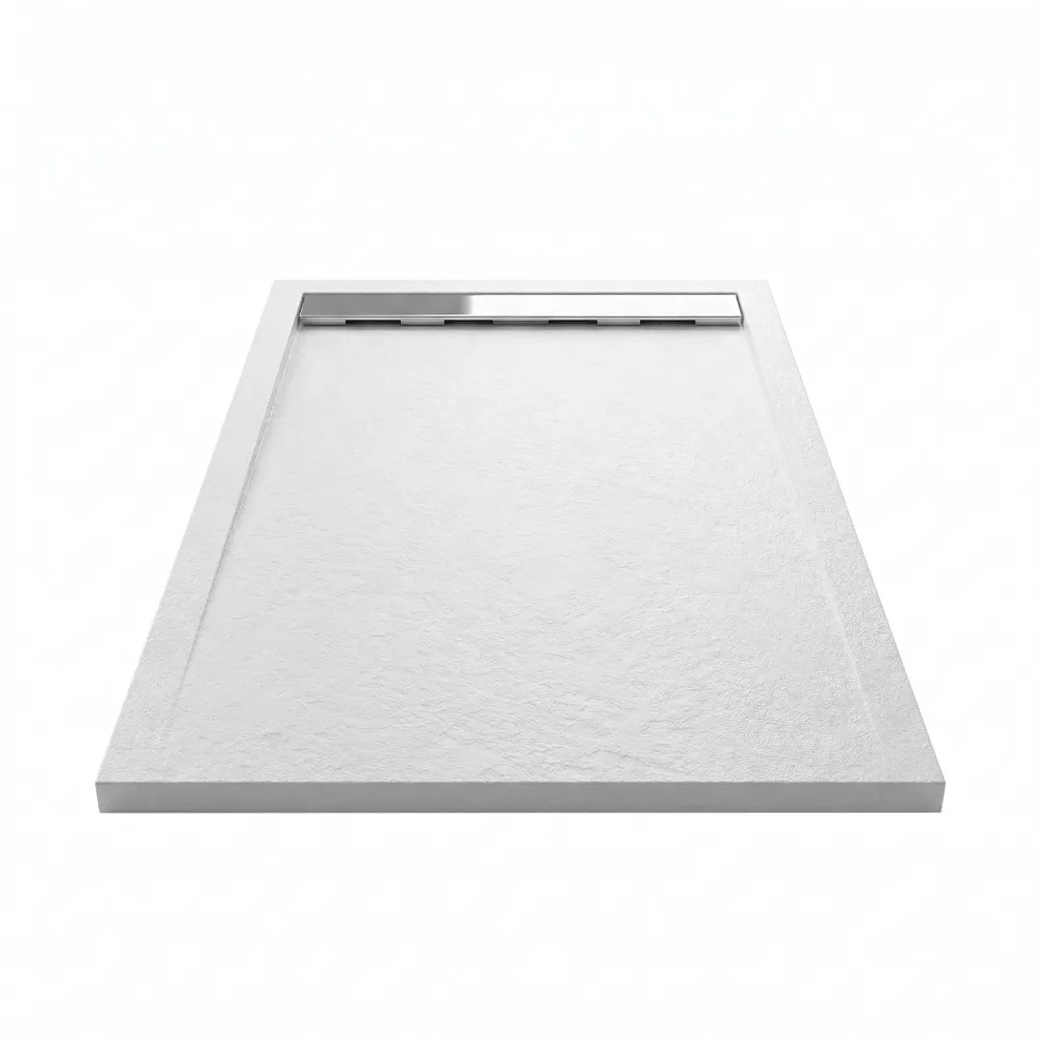 Mirlo Mineralguss Duschwanne Extra Flach Ribera  Weiß Ablaufschutz Chrom 90x170cm