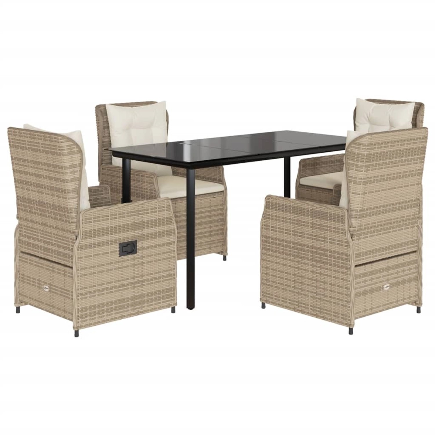 vidaXL 5-Tlg Garten-Essgruppe mit Kissen Beige Poly Rattan 3262891
