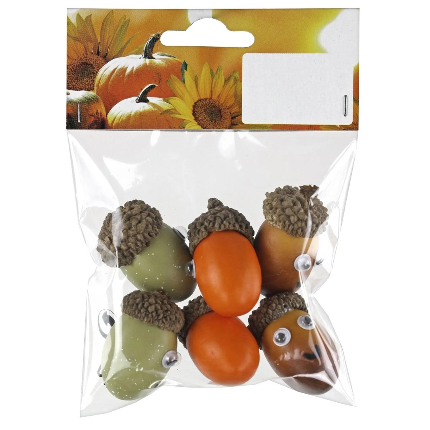 Eicheln-Set aus Kunststoff 12,5 cm Mehrfarbig 6-teilig