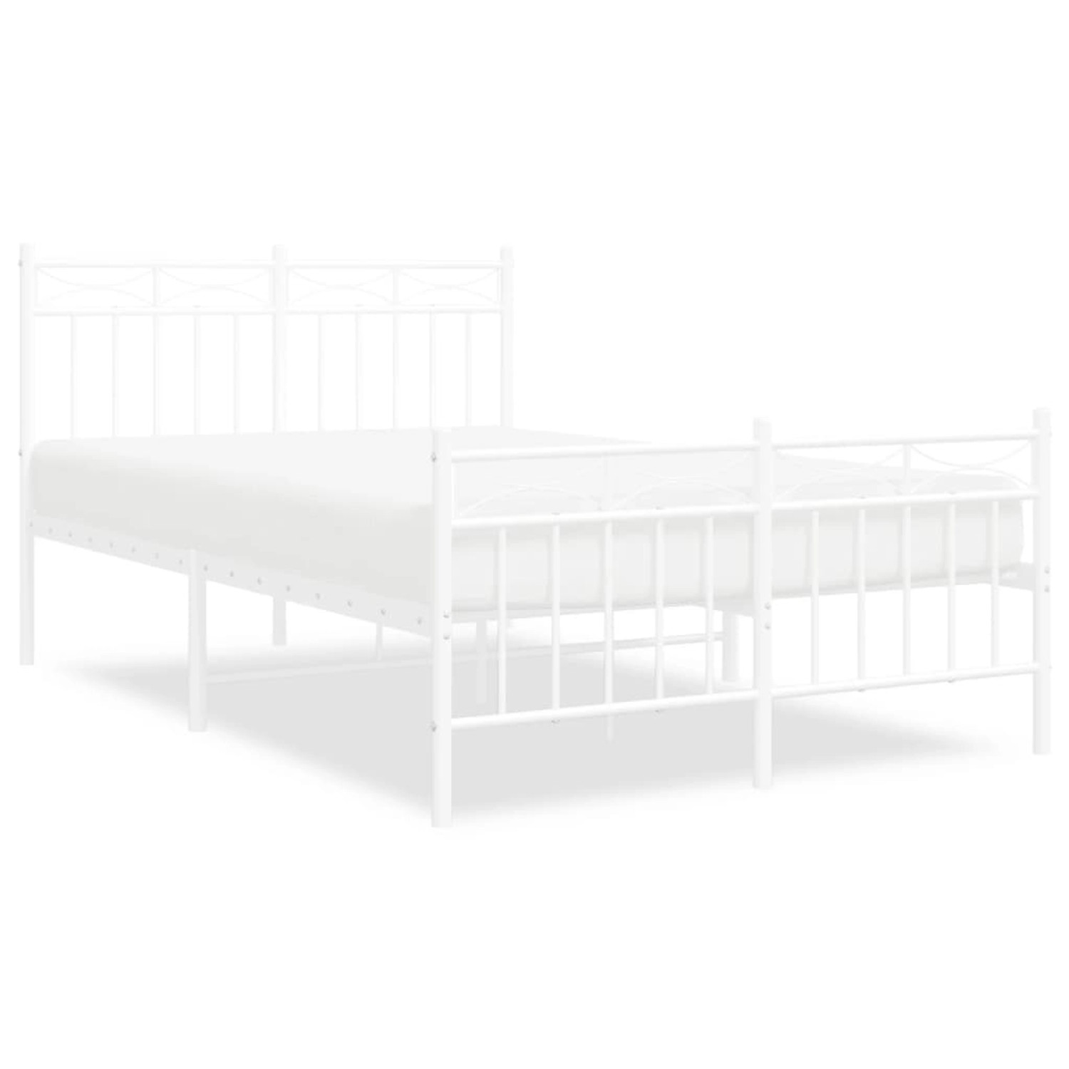 vidaXL Bettgestell mit Kopf- und Fußteil Metall Weiß 120x190 cm 373755
