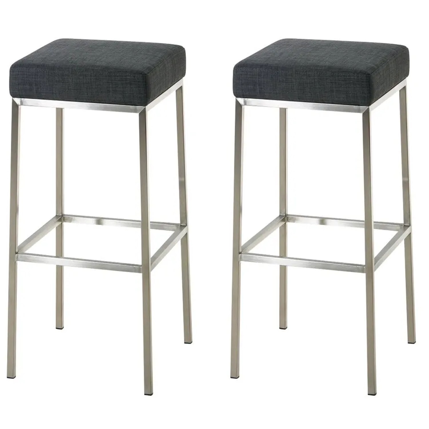 CLP 2er Set Barhocker Montreal Stoffbezug Dunkelgrau/Edelstahl