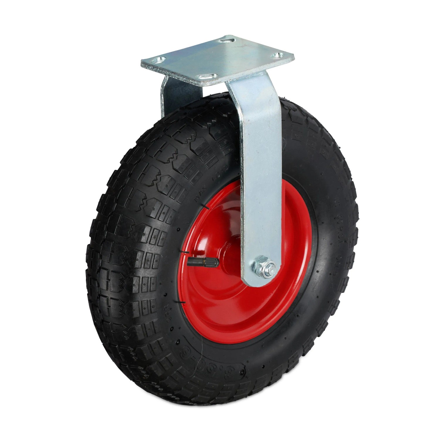 Relaxdays Bockrolle Stahl Gummi Schwarz Rot Luftbereift Schwerlast 35 cm 3,3 kg