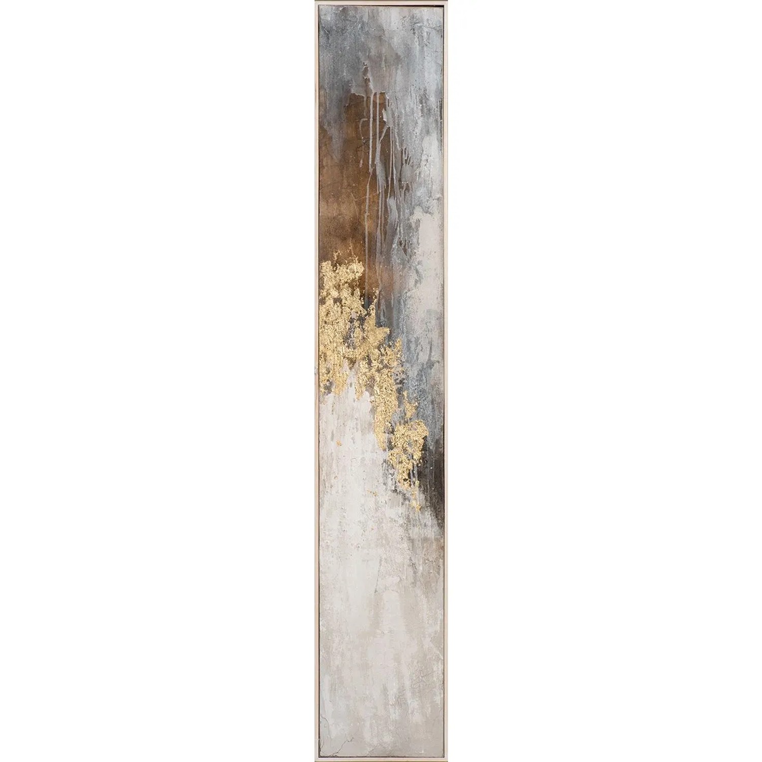 Art Universe Leinwandbild Abstrakte Farbkomposition mit Goldenen Akzenten 27 x 152 cm