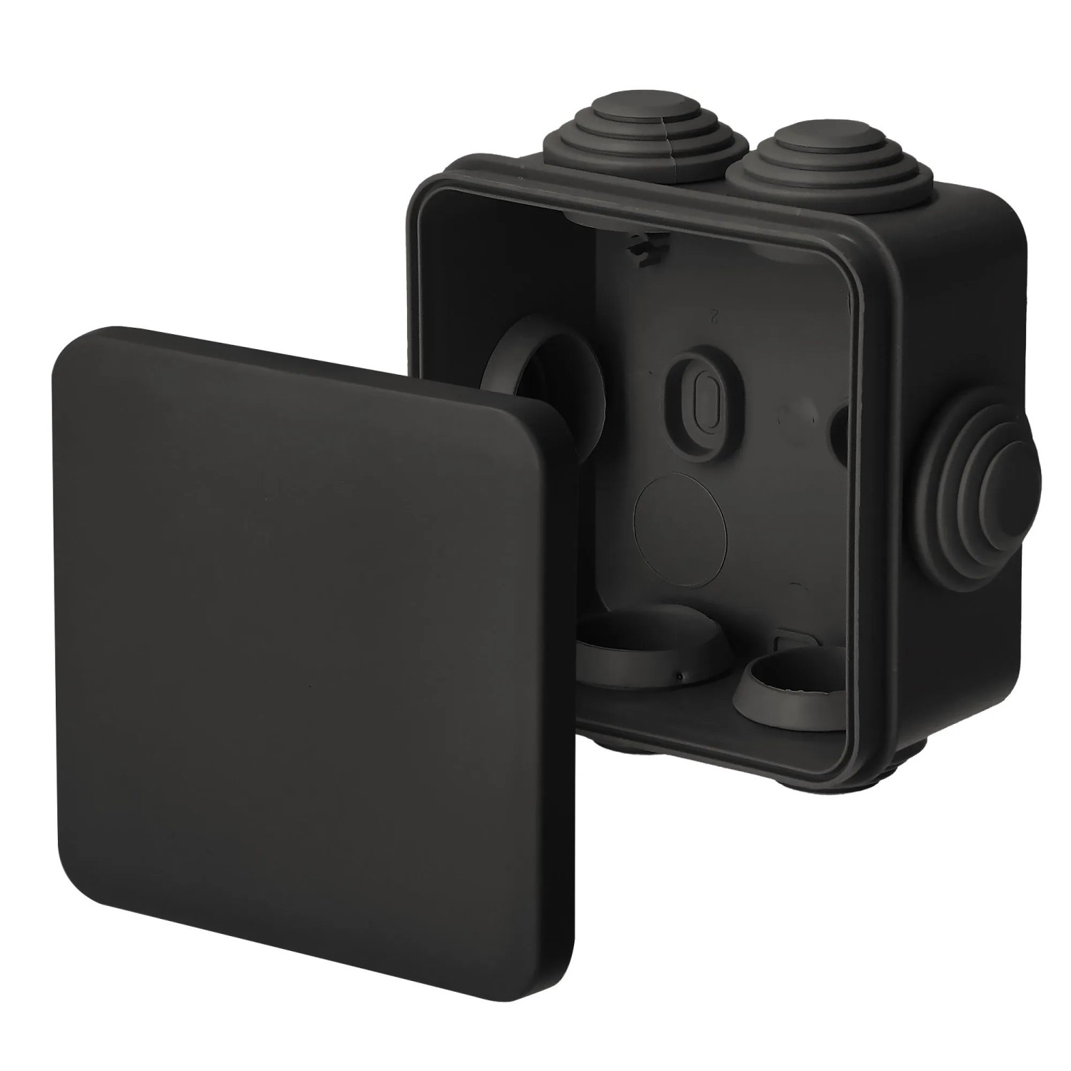 EDO Aufputz-Abzweigdose IP55 78 x 78 x 47 mm Schwarz PP UV-beständig für Innen und Außen