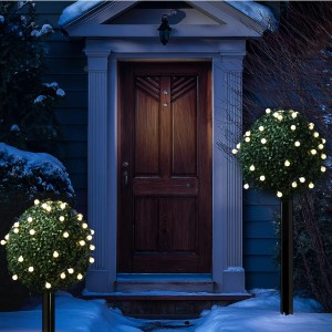 Marelida LED Solar Lichterkette Berry Cherry 30 Weiße Kugeln Bälle 8 Modi 4,5m Sensor