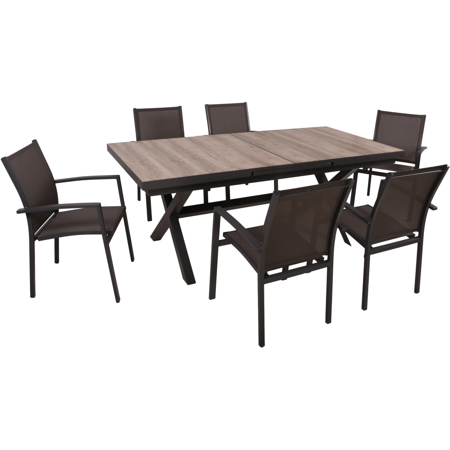 Garden Pleasure Gartenmöbel-Set Rana/Elena 7-teilig mit Ausziehtisch Dunkel günstig online kaufen