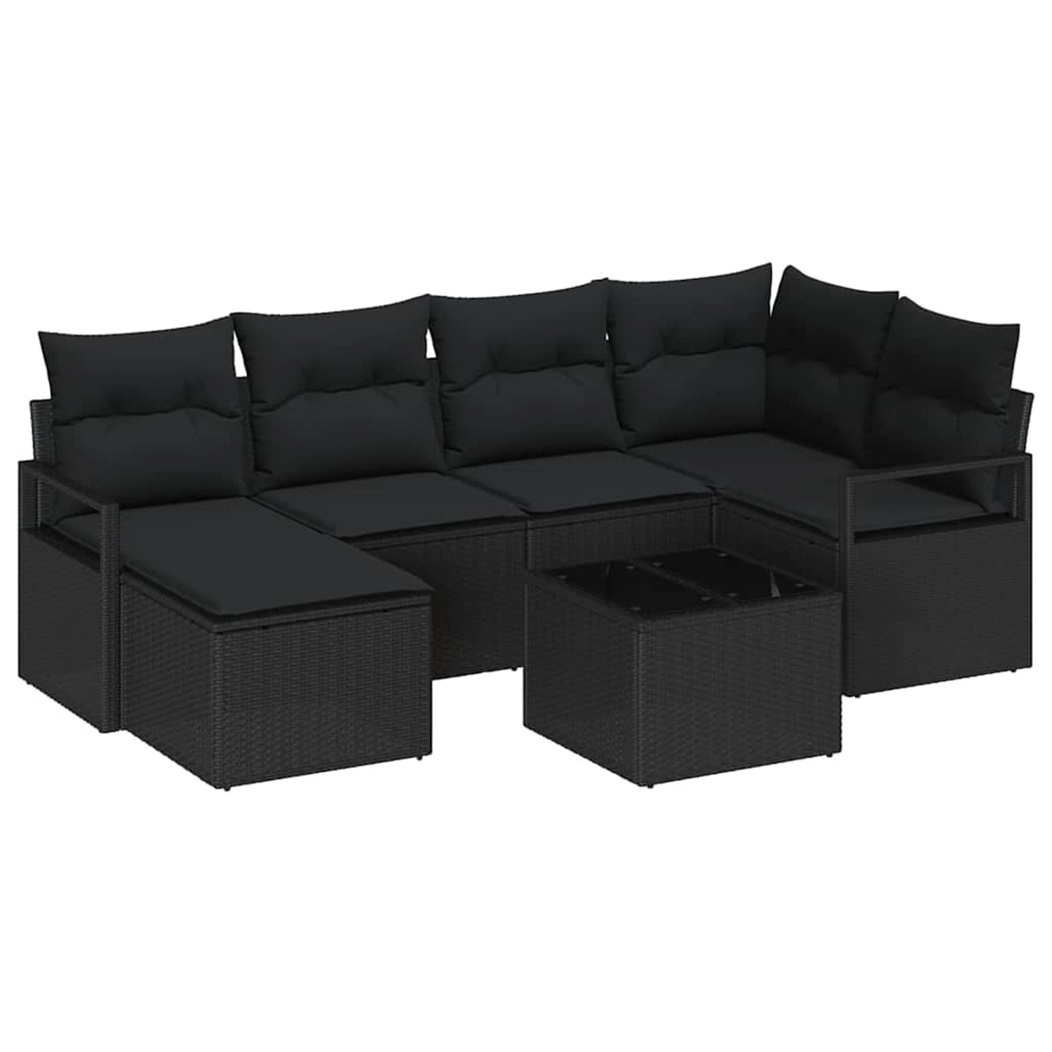 vidaXL Garten-Sofa-Set 7-Tlg Schwarz Poly Rattan 3346463 günstig online kaufen
