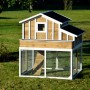 XL Hühnerstall mit Freigehege aus Holz, wetterfest und mit Blumenkasten.