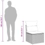 Skizze: Garten-Sofagarnitur, 7-teilig, beige Poly Rattan, Akazie, mit Maßangaben.