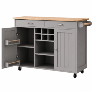 Merax Kücheninsel 102x45x92cm  Holzoptik  Buffetschrank  Stauraum  Grau