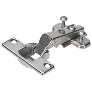 Hettich SlideOn Topfscharnier zum Aufschrauben, vorliegend, aus Metall.