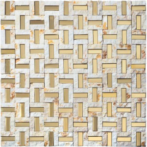 Mosaikfliese Marmor & Aluminium Greek Beige, 30x30 cm, für Innenräume.