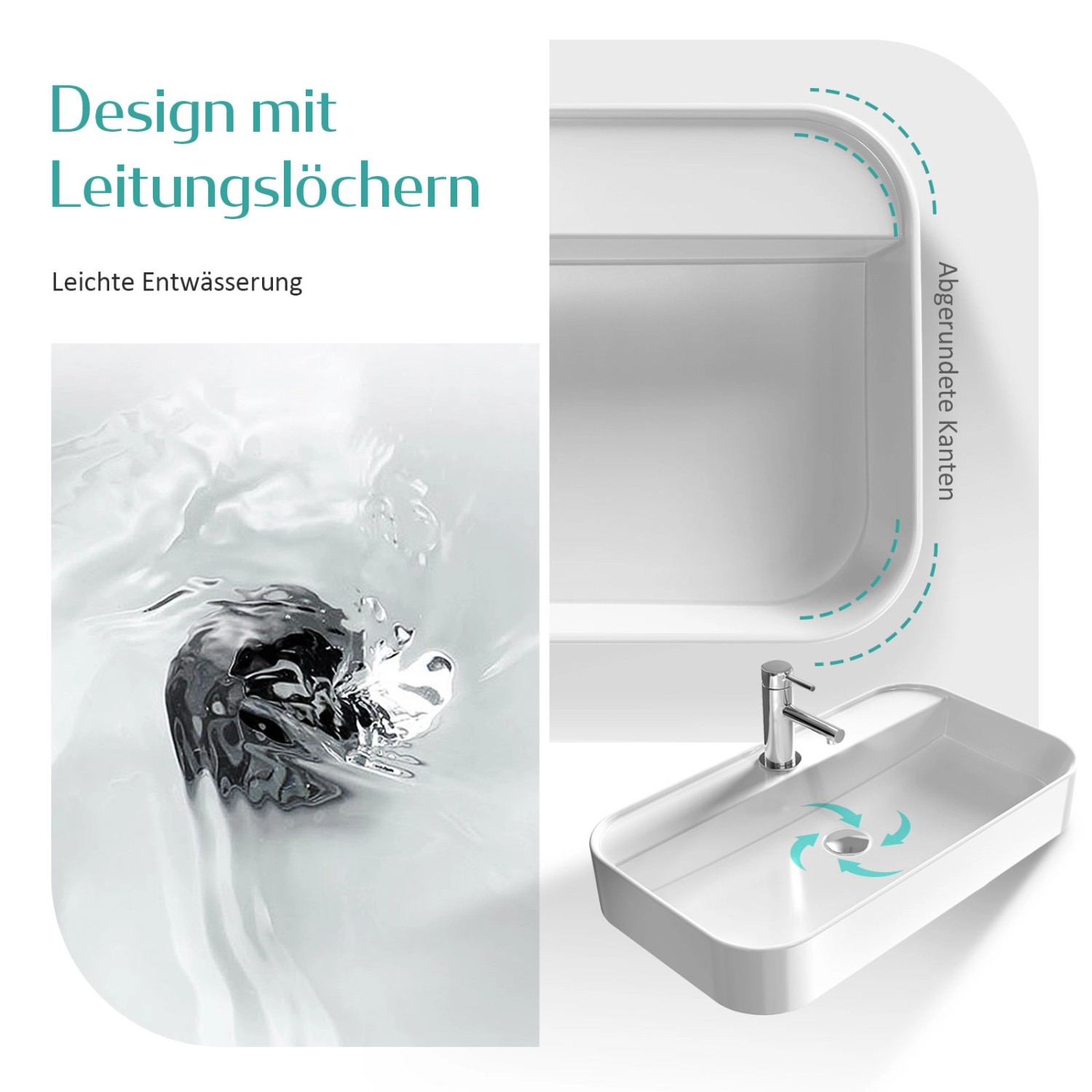 Inguz Umea - Lavabo En Céramique - Forme Ronde - Dimensions