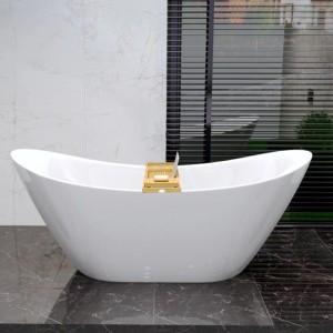 Bad Land Freistehende Badewanne IVAR 180x80 + Bambus Badewannenablage + Ablauf