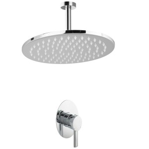 PaulGurkes Duscharmatur mit Regendusche, Unterputz, oval, Einhandmischer und Deckenarm.