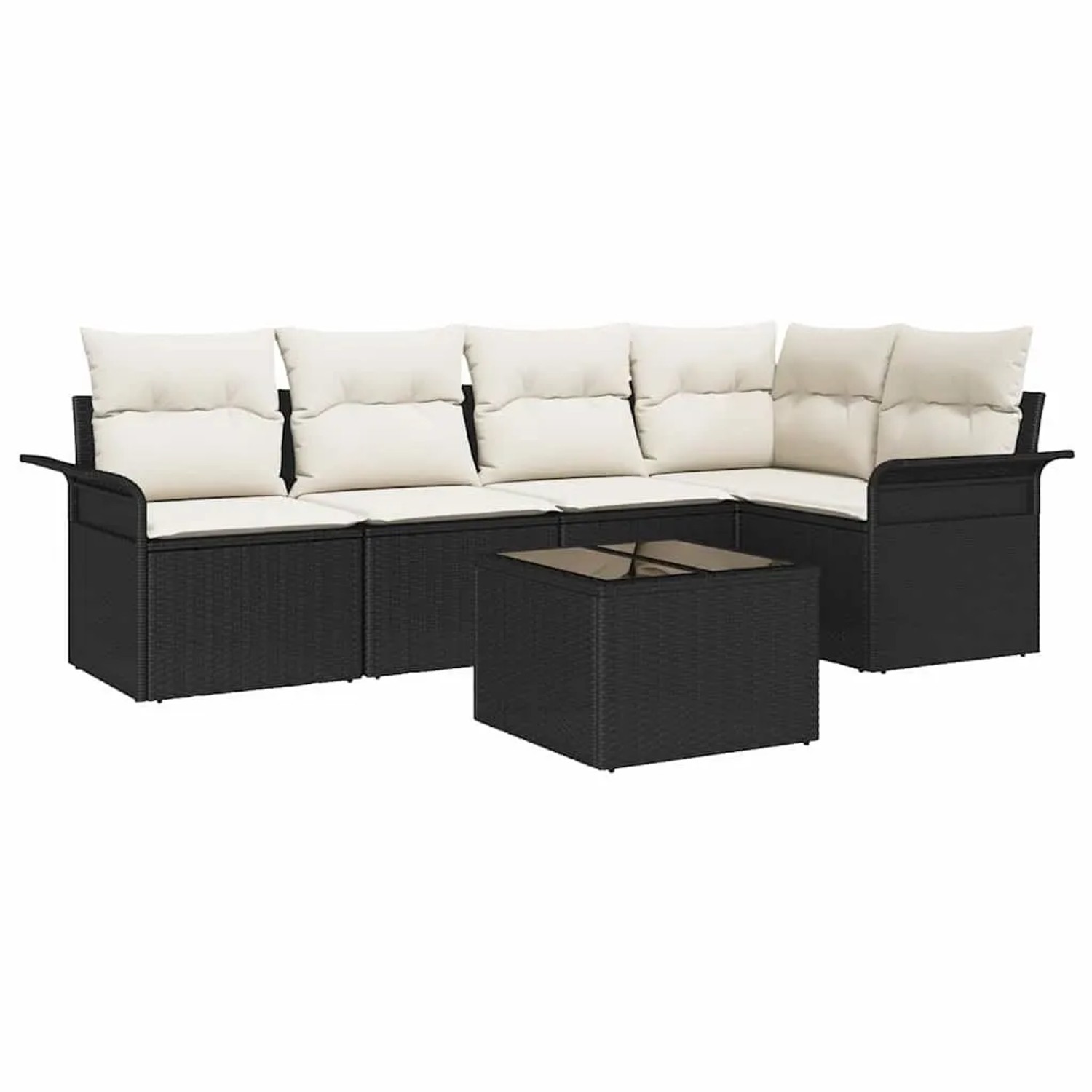 vidaXL Gartensofa-set mit Kissen 6-Tlg Schwarz Poly-Rattan 3345367 günstig online kaufen