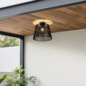 QAZQA Japandi Außen-Deckenleuchte mit Schwarzem Seil IP54 Jayla