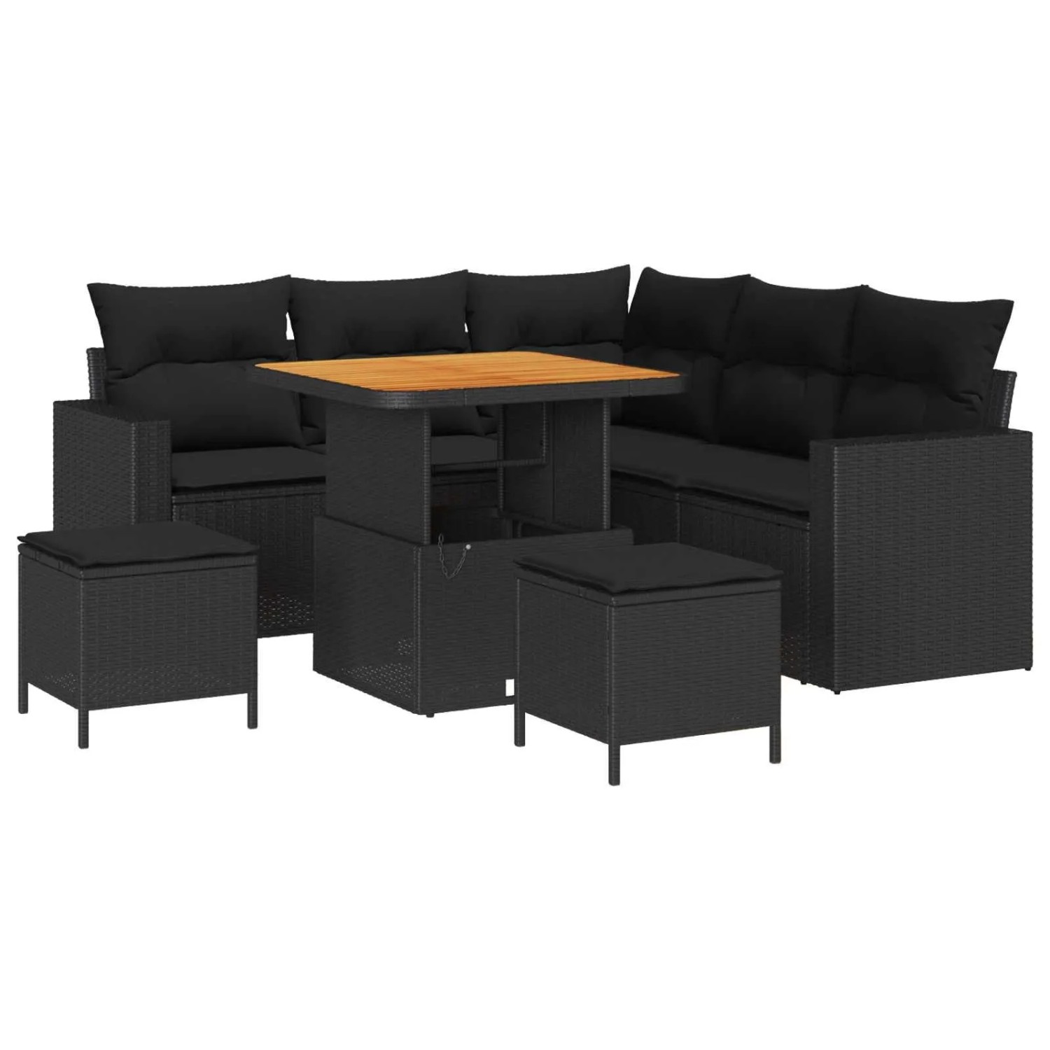 vidaXL Gartensofa-Set mit Kissen 9 Stk Schwarz Poly-Rattan 3363559 günstig online kaufen