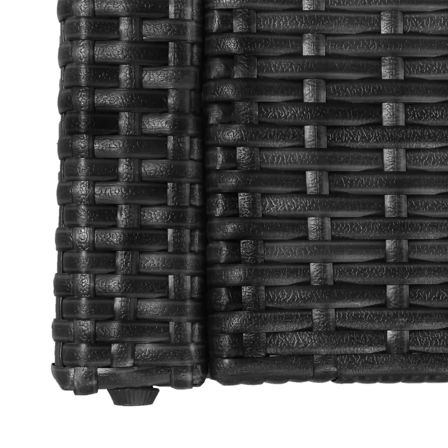 Detailaufnahme des schwarzen Poly Rattan Geflechts vom vidaXL Garten Lounge Set.