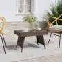 Brauner, klappbarer vidaXL Beistelltisch aus Poly Rattan, ideal für Garten und Balkon.