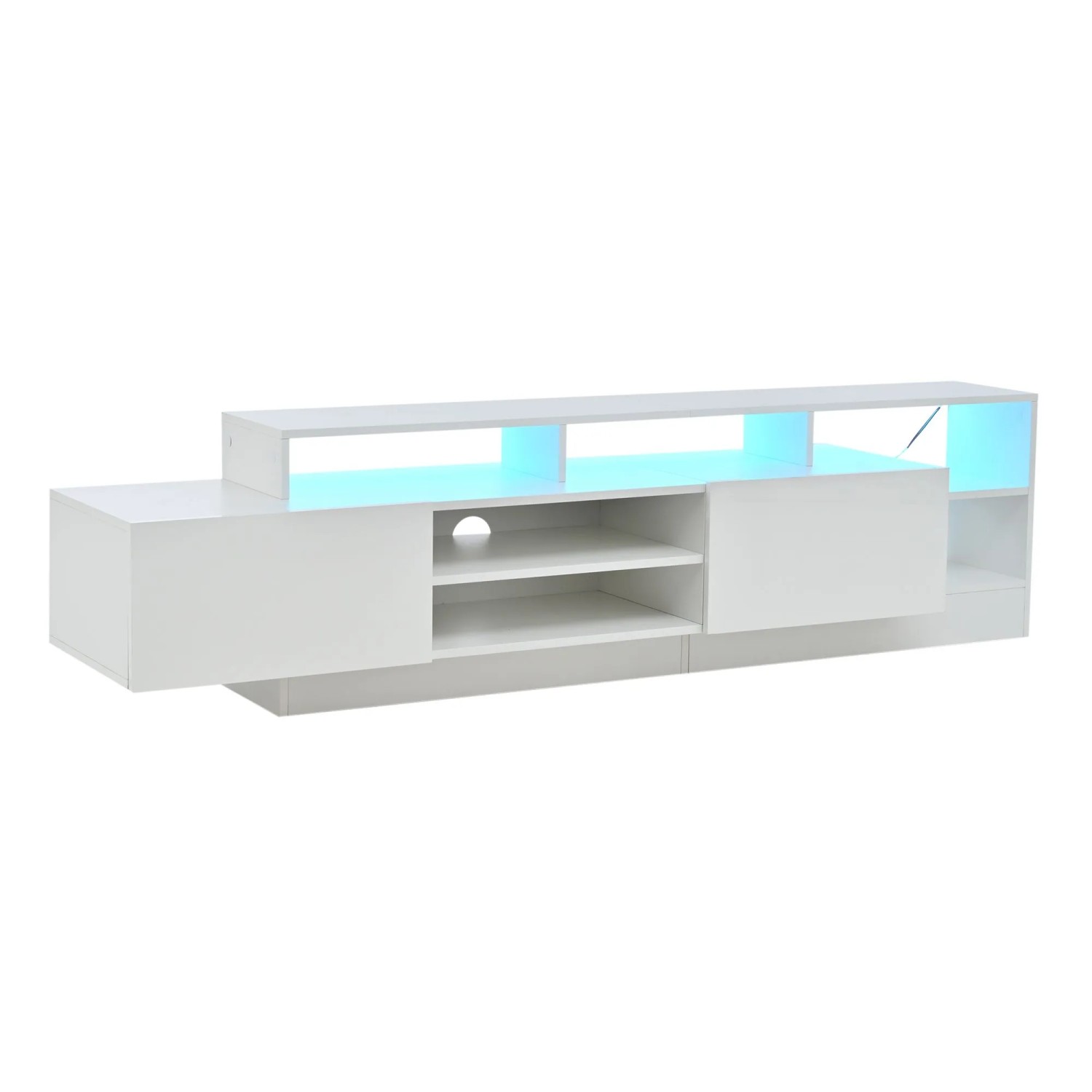 Merax TV Lowboard 190x40x48 cm LED Hochglanz Offene Fächer Für 70 Zoll TV