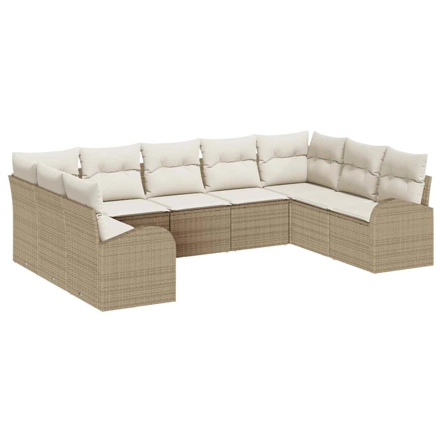 vidaXL Garten-Sofa-Set mit Kissen 9-Tlg Beige Weiß Poly Rattan 3354870 günstig online kaufen