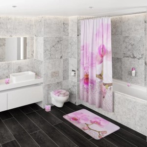 Sanilo Pop Up Waschbeckenstöpsel Blooming im Badezimmer mit Orchideen-Design.
