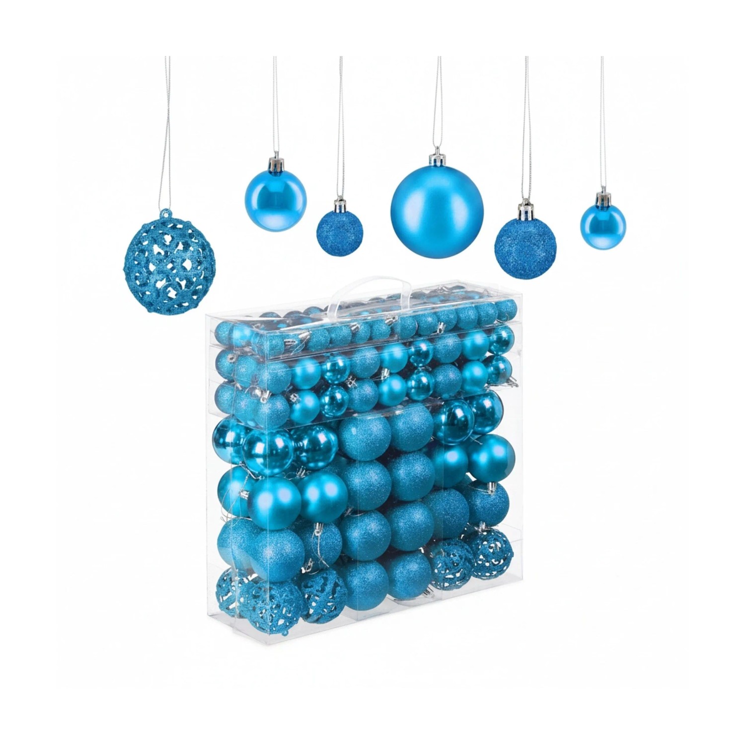 Relaxdays Weihnachtskugeln Kunststoff Petrol 150er Set 4 cm bis 7 cm
