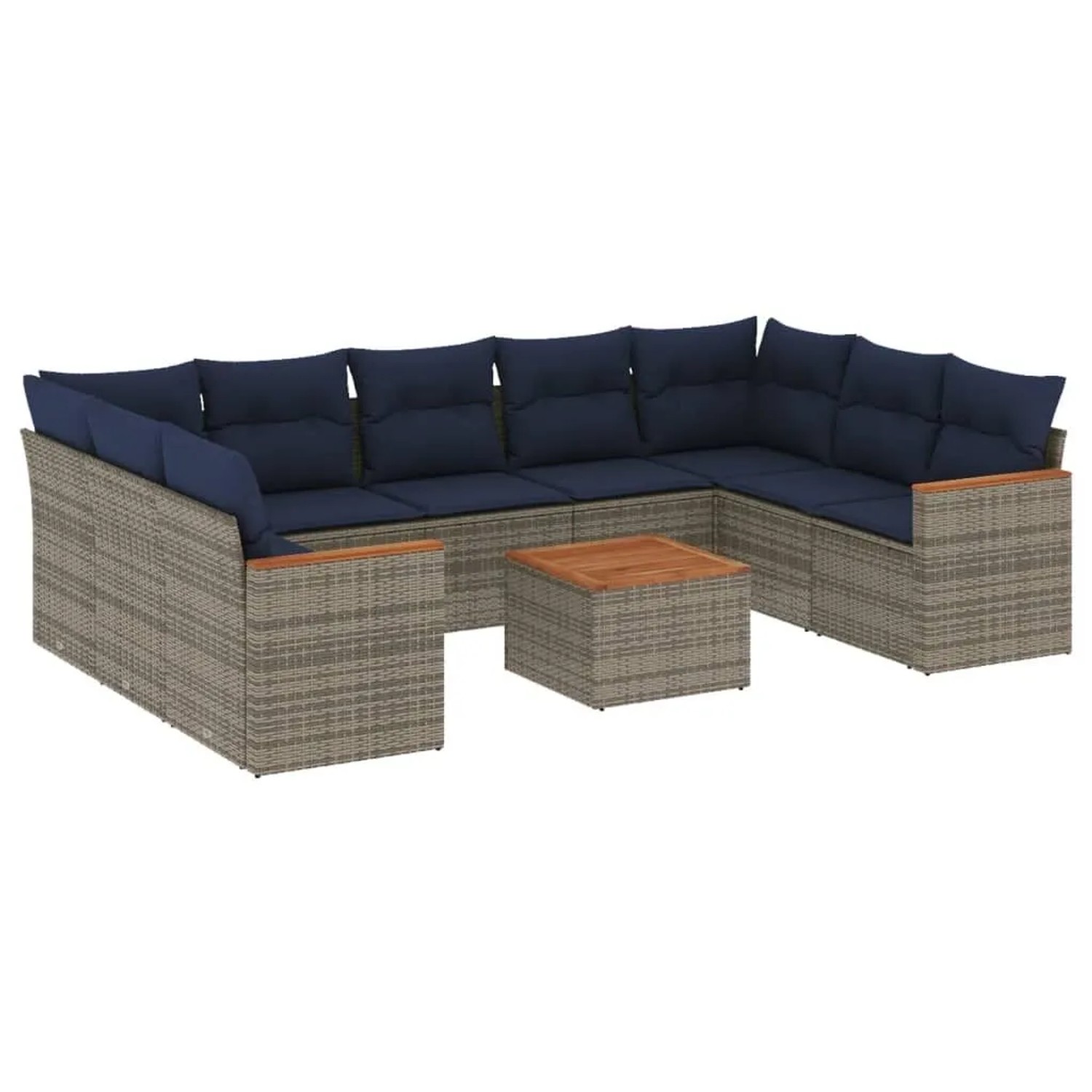 vidaXL 10-Tlg Gartensofa-Set mit Kissen Grau Polyrattan 3226285 günstig online kaufen