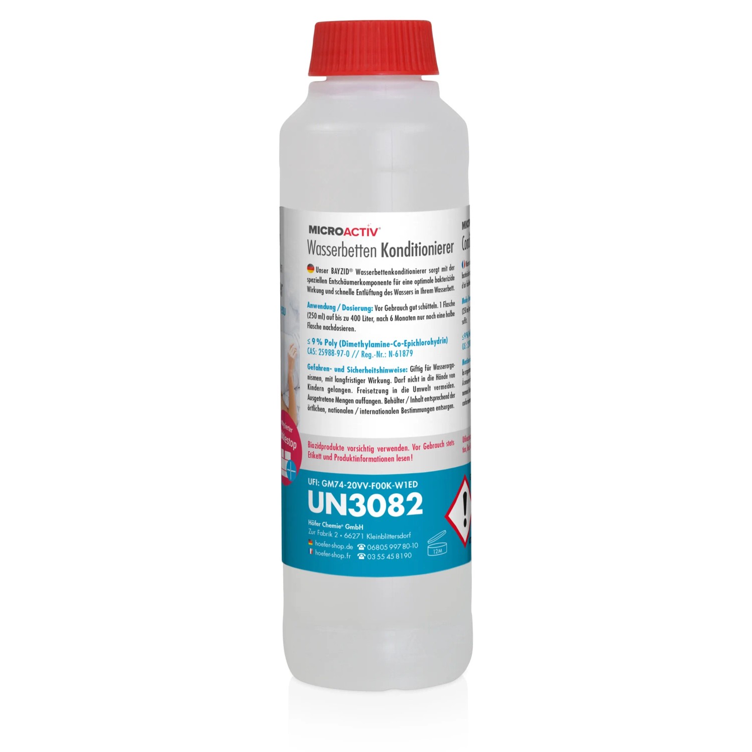 Microactiv Konditionierer für Wasserbetten, 4 Flaschen à 250ml. Reinigung und Pflege für Wasserbetten.