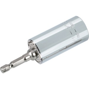 LUX Universal Nuss 1/4 mit Bit-Aufsatz, glänzend, für Bohrmaschinen und Akkugeräte.