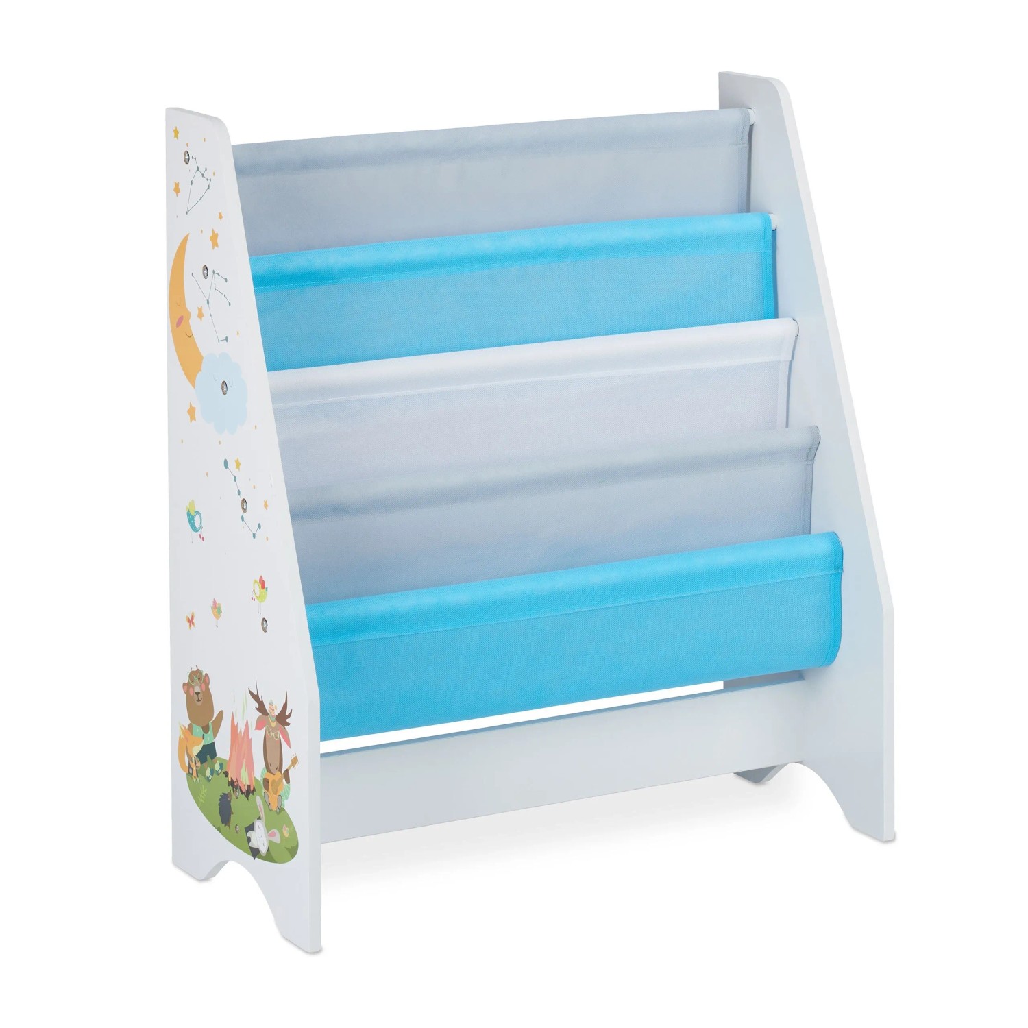 Relaxdays Kinder Bücherregal Spanplatte Metall Polyester Weiß Mit 4 Fächern 71 cm x 62 cm x 29 cm