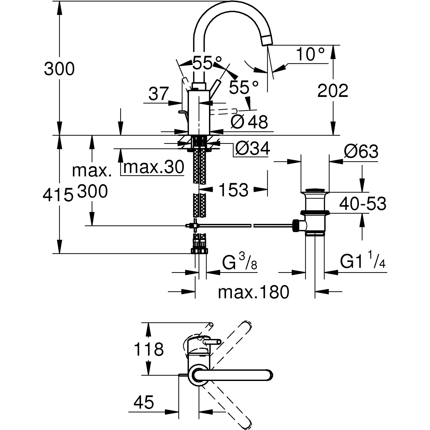 Grohe Einhand Waschtischbatterie Concetto L Size Chrom Kaufen Bei Obi 8268