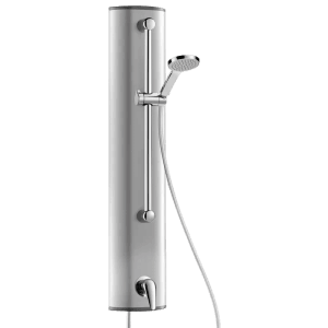 Delabie Duschelement aus Aluminium mit Einhebelmischer, Anschluss oben, mit Handbrause