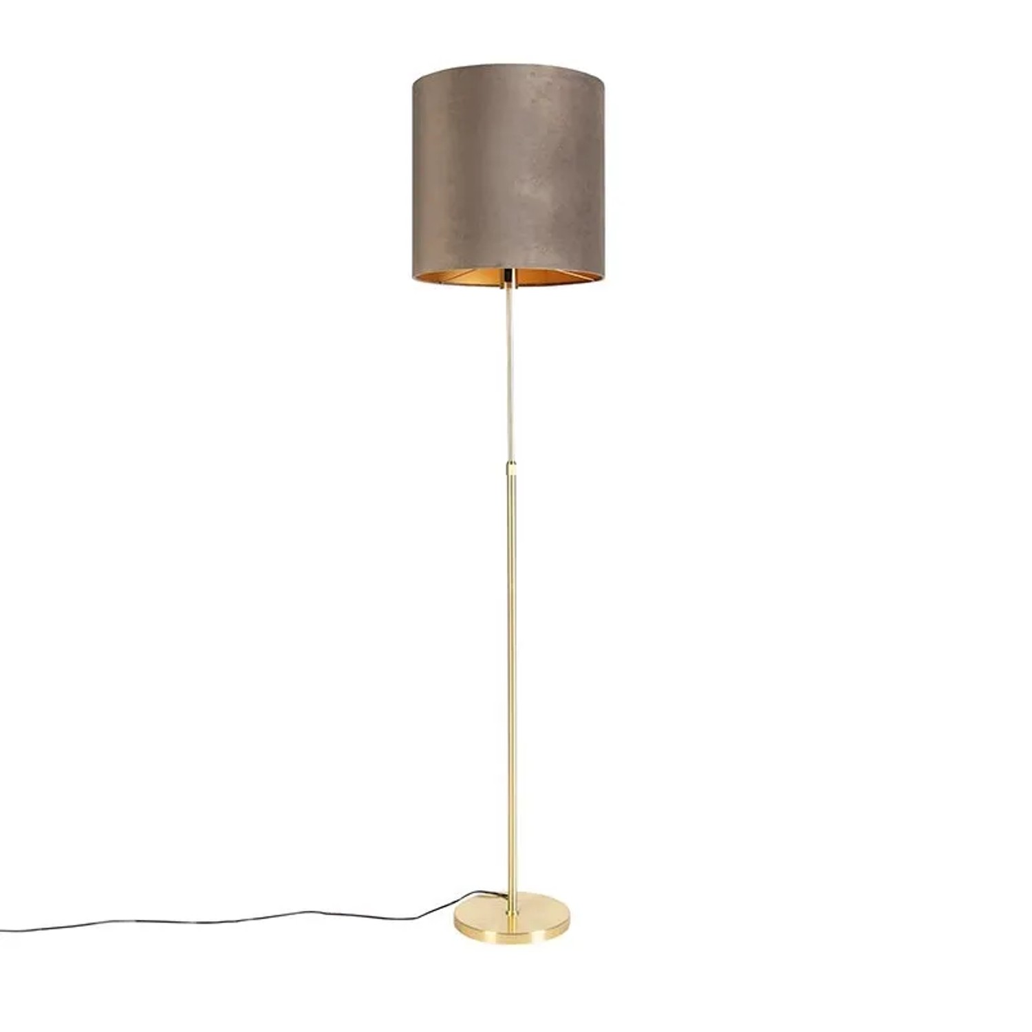 QAZQA Stehleuchte Gold   Messing mit Samtschirm Taupe 40 40 cm Parte