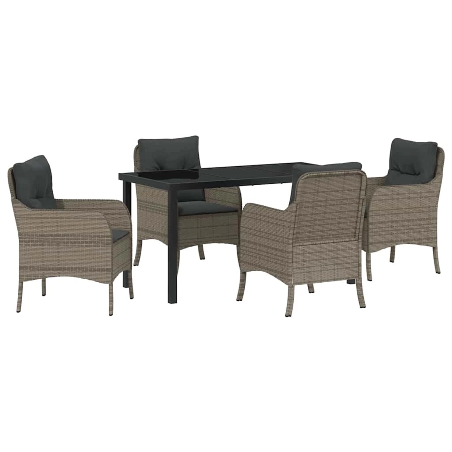 vidaXL 5-Teilige Garten-Essgruppe mit Kissen Grau Poly Rattan 3380164 günstig online kaufen