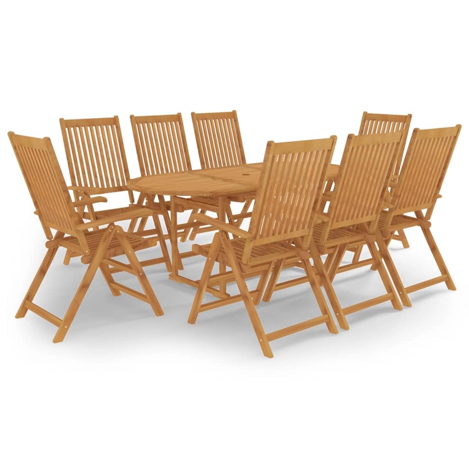 vidaXL 9-tlg Garten-Essgruppe Massivholz Teak Modell 1