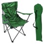 Grüner Mojawo Anglersessel/Campingstuhl mit Getränkehalter und Tragetasche.